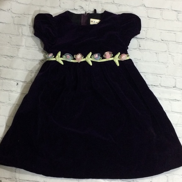 BT Kids 4T Purple Velvet Formal Dress - Picture 1 of 5